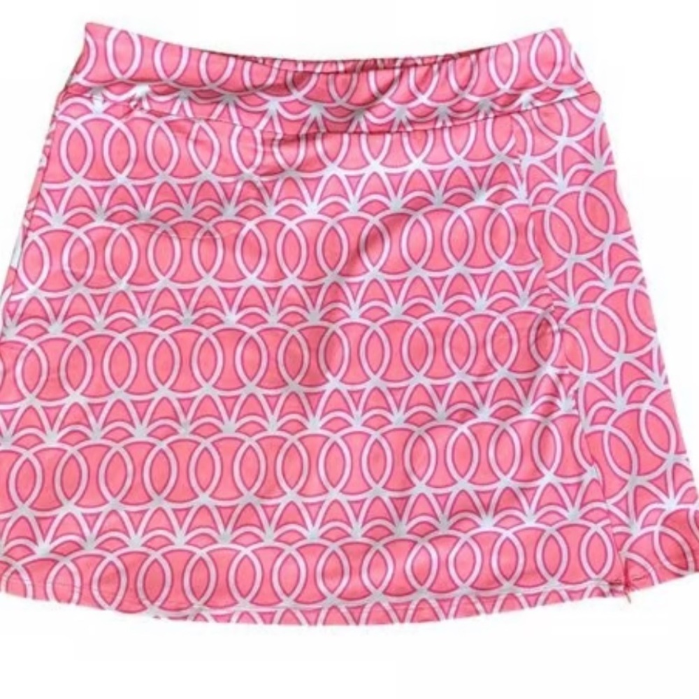Lulu B Skort Tennis skirt XS Two Zip Pockets Pink &  White UPF 50
preppy mini